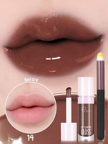 Pudaier Brilho Labial Hidratante para o Dia Todo, Brilho Aquoso Espelhado, Óleo Labial Volumizador Não Pegajoso, Acabamento Luminoso Natural de Alto Brilho, Adequado para Uso Diário, Noiva de Casamento e Halloween - 14 - Visão 1
