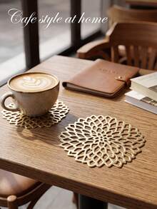 1-12pcs Hollow Heat-Insulated PVC Desktop Cup Coasters, Hotel Table Decor Wine Glass Pads Suitable For Holidays, Parties, Birthdays, Weddings And Dinner Parties - Multicolor - View 3