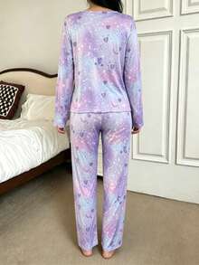 Women's Pajama Set Loungewear, Soft Comfortable Sleepwear & Pajama Pants, Autumn/Winter - Purple - View 2