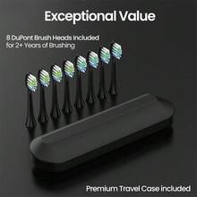 YUNCHI Adult Electric Toothbrush, Soft Bristles Deep Cleaning, 5 Cleaning Modes, 2-Minute Smart Timer With 30-Second Interval Reminder, Type-C Charging, 55-Day Battery Life, 8 Replacement Brush Heads And 1 Travel Storage Case, Suitable For Home And Travel Use - Multicolor - View 7