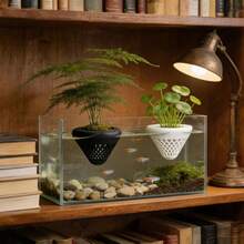 1pc Floating Aquarium Plant Pot, Suitable For Fish Tank Decoration, Hanging Grid Cone-Shaped Planting Pot, Lightweight Hanging Aquatic Plant Decor, Fish Tank And Aquarium Accessories - Multicolor - View 5
