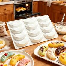 1/2pcs/12-Cavity Banana Jelly Mousse Cake Mold, Ice Cream Pudding Silicone Mold, DIY Baking Chocolate Fondant Mold - Multicolor - View 3