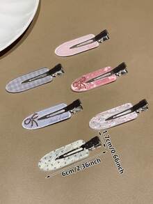 6件組女款優雅糖果漸層油滴蝴蝶結水鑽無縫髮夾，側瀏海鱷魚夾，豐盈頂部髮夾，日常妝容定位髮夾，適合約會、海邊度假、搭配洋裝、日常出遊、髮型造型配件、日常聚會、情人節禮物，青春感，滿足日常搭配需求，海邊度假易打造，實用好物 - 多色 - 查看 5