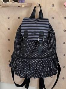 Mochila minimalista de gran capacidad con múltiples bolsillos y diseño a rayas - Multicolor - Ver 4