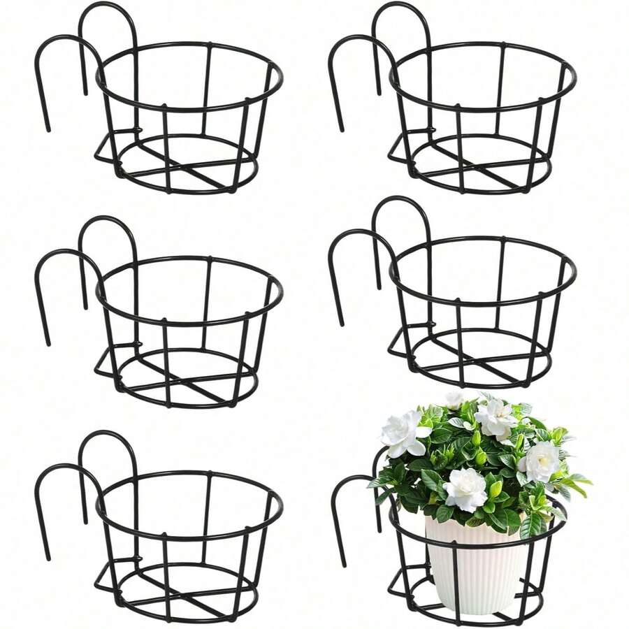3/5/6/7/8/10/12pcs Fashionable Round Metal Hanging Planters - Suitable For Balcony, Garden And Indoor Decoration, Can Grow Succulents And Green Plants On Hanging Racks - A - View 1
