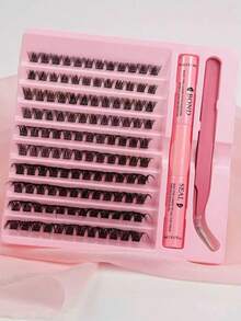 Natürliches weiches 120er Wimpernverlängerungs-Set mit Wimpernkleber und Versiegelungskleber, DIY Wimpernverlängerungs-Kit zum Befestigen von Wimpern, geeignet für tägliches Make-up oder Party-Looks - Schwarz - Übersicht 7