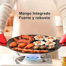 Bandeja para asar, bandeja redonda antiadherente, bandejacoreana para cocinar en interiores, bandeja multifuncionalpara barbacoa coreana, para la cocina familiar, barbacoas alaire libre y acampadas - 34 cm - Ver 2