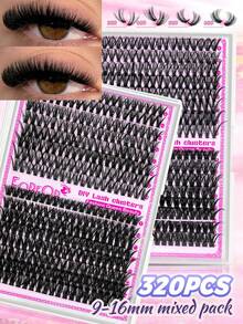 FQBFQB 320PCS Fluffy Lash Cluters,Cat Eye False Eyelashes, D Curl,3D Eyelashe Makeup Effect, Soft & Natural Looking False Lashes,Lashes Cluters,Fake Eyelashes,Individual Clusters,Dense Eyelashes For Daily Wear, Date Night, Party & Wedding Makeup - D - View 3