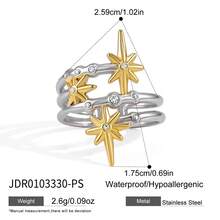 1pc 3-Layer Polaris Open Ring, Zirconia Inlaid Multi-Layer Star Adjustable Ring, Stainless Steel Personalized Women's Index Finger Accessory - Multicolor - View 6