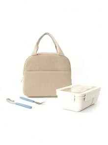 Customized Corduroy Lunch Bag With Stitched Letters, Insulated, Suitable For Daily Use, Camping, Picnic, Travel And Outdoor Adventure, Perfect Holiday Gift For Friends And Family (Not For Direct Food Contact) - Multicolor - View 4