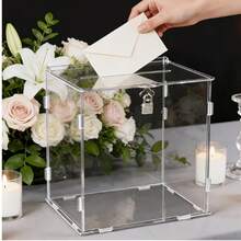 Acrylic Wedding Card Box With Lock, High Transparency Detachable Storage Box For Collecting Blessing Envelopes At Wedding Venue - 1PC - View 4