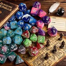 7-Piece Set Colorful Galaxy Theme Polyhedral Dice, Suitable For D&D RPG Tabletop Games And Role-Playing Dragon Tabletop Games, Multiple Dice - Multicolor - View 3