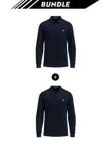 Fred Perry [حزمة] قميص بولو نايك إير ماكس بأكمام طويلة للرجال باللون الأزرق الداكن X 2 - أزرق بحري - مشاهدة 1