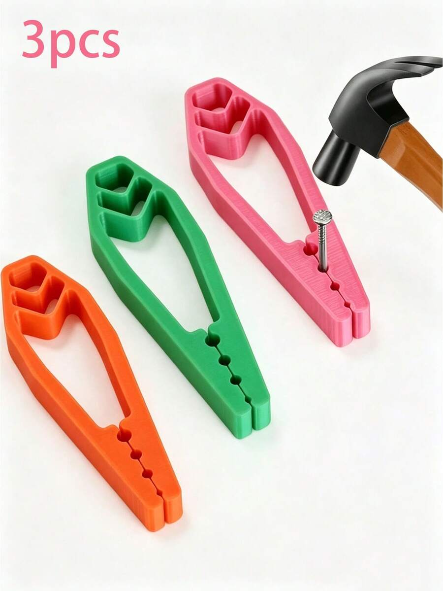 Non-Slip Safety Nailer, Portable Nail Fixing Tool, Random Colors, Multifunctional Finger Protection Pliers, Basic Home Woodworking Repair Tool, Home Construction DIY Plastic Hand Tool Set, Suitable For Father's Day Gift, Christmas Gift, Birthday - Multicolor - View 1