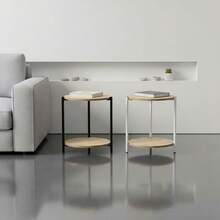 KIWI MOBLEKIT | Wooden And Metal Side Tables For Living Room Or Bedroom, Modern Functional Tables With Different Shapes And Heights, Fixed Or Folding Options For Home - 黑色 40x42 – 雙倍高度 - 查看 8
