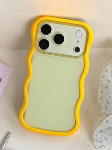 可愛糖果色波浪設計磨砂手機殼，相容 iPhone 18 Pro Max 18Pro 17 Pro Max 17 Pro 17 16 Pro Max 16 Pro 16 15 Pro Max 15 Pro 15 14 13 12 Pro Max 11，柔軟彩色防震保護套 - 黃色 - 查看 3