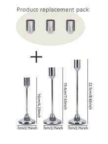 1 Conjunto de Castiçais Prateados Franceses, 3 Peças Suportes para Velas Cônicas, Castiçais Decorativos Modernos Dourados e Pretos, Adequados para Mesa de Jantar, Lareira, Casamento, Jantar, Festa, Natal, Decoração de Aniversário (Velas Não Incluídas) - Clássico - Visão 15