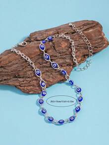 1 buah Kalung Mata Setan Mewah Bergaya Ekstra, Perhiasan Kalung Desain Kreatif Niche - Biru - View 3