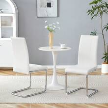 Modern, Minimalist Dining Chair Set (Set Of 2) / Dining Chairs With PU Upholstery / Easy Assembly, Load Capacity Up To 150 Kg, / Suitable For Dining Rooms, Kitchens And Living Rooms - White + Silver (2 Pieces) - View 4