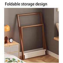 Compact Foldable Bamboo Standing Clothes Rack, Can Be Used As Towel Rack, Multi-Function Coat Rack, Storage Rack, Freestanding Wardrobe Storage Rack, Multi-Function Storage Solution For Bedroom And Living Room - Multicolor - View 5