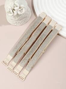 4/6 Pcs Sparkly Rhinestone Bra Straps Sexy Off-Shoulder Adjustable Elastic Shoulder Straps Replacement Decor Accessory For Camisole - Multicolor - View 9