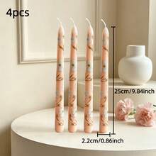 2/4pcs French Floral Print Long Taper Candles, Long Stem Candle Size 0.86*9.84 Inches, Create Warm Atmosphere, Suitable For Home Decor, Hotel Decor, Table Setting, Women's Gift, Birthday Gift - Candle - View 13