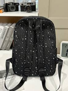 Vintage Polka Dot Girls Student Backpack | Red Nylon Daily Backpack With Adjustable Shoulder Straps And Multiple Pockets | School/Commute/Travel - Multicolor - View 4