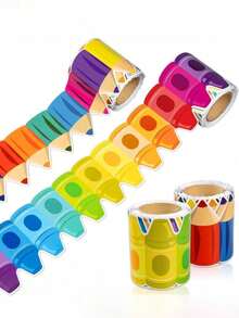 2 Rolls Colorful Crayon & Pencil Die-Cut Border Trim, Waterproof Bulletin Board Edge Stickers, Classroom Border Decals, Pencil-Shaped Border, Suitable For Classroom Decor, Blackboard Decoration, Back To School Decor, Whiteboard Decoration And School Return Decoration, Teacher Supplies - Pencil Stickers - View 5