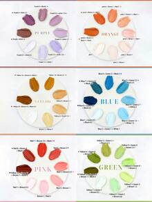 Kuteks Semi-Gel 4-Grid Warna Asli Merah Kuning Biru Gradien Lukisan Tangan Efek Tie Dye Cocok Untuk Seni Kuku Salon - MultiWarna - View 4