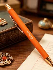1/5/10pcs Customized Text LOGO Retractable Ballpoint Pen, Metal Middle Oil Ink Pen, Clickable Spring Pen, Promotional Pen For Students And Office Stationery, Ideal For Anniversary Or Bridesmaid Gifts, Comfortable Grip, Smooth Writing Without Ink Smudging, Portable Pen Clip, Detachable, Suitable For Office, Study, Daily Use And Business Gifts - Multi-color Ballpoint Pen - View 4
