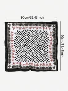 1PC Women's Minimalist Polka Dot Print 90cm Square Scarf, Fashion Paisley Pattern Accent, 2026 New Bandana, Versatile Waist Belt, Bag Accessory, Ribbon, Headscarf, Headpiece, Fashion Scarf - Red - View 6