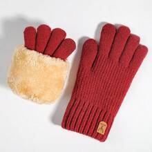 3 pares, guantes de punto cálidos para otoño/invierno, guantes de mujer cálidos anti-frío para ciclismo al aire libre con doble capa y forro térmico grueso con pantalla táctil, adecuados para actividades al aire libre en invierno - Multicolor - Ver 4