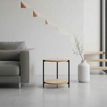 KIWI MOBLEKIT | Wooden And Metal Side Tables For Living Room Or Bedroom, Modern Functional Tables With Different Shapes And Heights, Fixed Or Folding Options For Home - 黑色 40x42 – 雙倍高度 - 查看 6