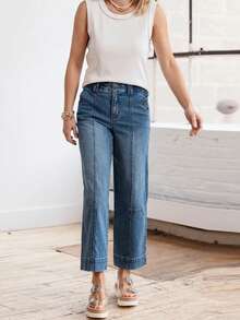 Women's Casual Elastic Waist Jeans, Office Wear, Elegant, Cute, Loose, Stretchy Denim Pants For Daily, Office, School, Party, Travel, All Seasons Fall - Blue - View 1