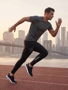 Men 2 In 1 Spring Autumn Football Basketball Training Long Pants Unique Print Outdoor Running Fitness Built-In Compression Drawstring Waist Black - Black - View 6