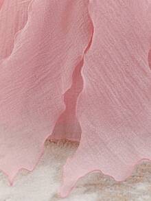 Baby Girls Spaghetti Strap Ruched Bow Starry Tulle Cute Birthday Princess Dress, Suitable For Party, Wedding Flower Girl, Vacation, Without Headband - Dusty Pink - View 11