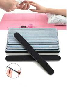 50/25/20/10/5pcs/1PC 100/180 Grit Nail File, Professional Nail File And Sanding Block Set - Professional Gel Nail File, Black Nail Buffer Nail File Set - Dusty Blue - View 2