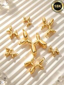 1/4pcs 3D Balloon Dog Stainless Steel Pendant, Non-Fading Metal Animal Charm, DIY Jewelry Making Bracelet Necklace Accessory - Dog Pendant - View 7