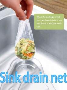 100-1000pcs White Kitchen Sink Filter Bags - Disposable Mesh Drain Strainers, Fine Mesh Fabric | Anti-Clogging Elastic Trash Net, Suitable For Sinks, Wash Basins And Floor Drains | Reusable Sturdy Corner Mesh Filter And Drain Rack - View 1