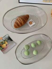 Stainless Steel Mesh Oval Basket, Strainer, Oil Filter, Snack Basket, Vegetable And Fruit Washing Basket, Storage Basket - Multicolor - View 9