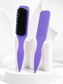 Multi-Color Detangling Styling Brush, Leopard Print Plastic Hair Comb With Flexible Nylon Pins, Rounded Tips, Side Comb Teeth & Pointed Tail Handle, Wet Dry Hair Care Tool For Curly Wavy Thick Hair, Wigs, Women Daily Travel - Multicolor - View 10
