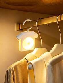 1pc Magnetic Hanging Clothes Shaped Motion Sensor LED Night Light, Bedside Auto Activate Sensor Lamp,Battery Powered, Attach To Metal Surfaces, Closet Cabinet Bedroom Hallway Indoor Decor Sensor Light - Clothes Hanger Lamp - View 2
