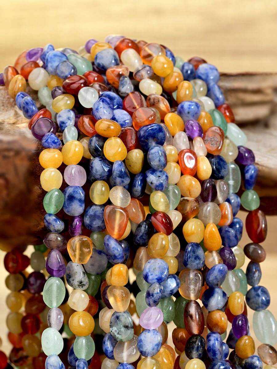 Yumfeel 6*8mm Natural Multi-Coloured Gemstones Asymmetric Polished Beads For Jewelry Making Handcrafted Necklaces, Bracelets Length 40cm About 48-52pcs