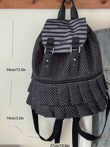 Mochila minimalista de gran capacidad con múltiples bolsillos y diseño a rayas - Multicolor - Ver 5
