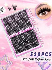 FQBFQB 320PCS Fluffy Lash Cluters,Cat Eye False Eyelashes, D Curl,3D Eyelashe Makeup Effect, Soft & Natural Looking False Lashes,Lashes Cluters,Fake Eyelashes,Individual Clusters,Dense Eyelashes For Daily Wear, Date Night, Party & Wedding Makeup - D - View 6