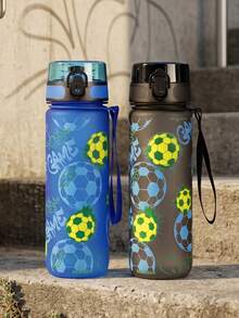 1件 800ml/26oz 3D列印酷足球圖案運動水壺，直飲口設計，方便運動出汗後補水，開學首日適用 - 彩色 - 查看 3