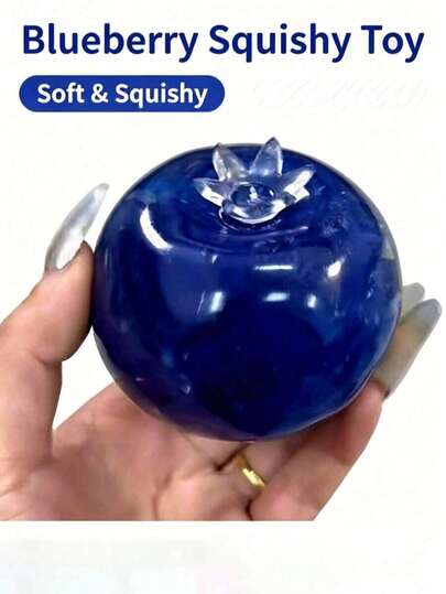 1pc Giant Blueberry High-Quality Stress Relief Toy, Blueberry Jelly Texture Squeeze Toy, Slow Rebound Desktop Ornament, Relieve Stress, Suitable For Holiday Gifts, Birthday Gifts, Party Gifts, Soft Cute Squishy Toy, Dumpling Squishy Toy