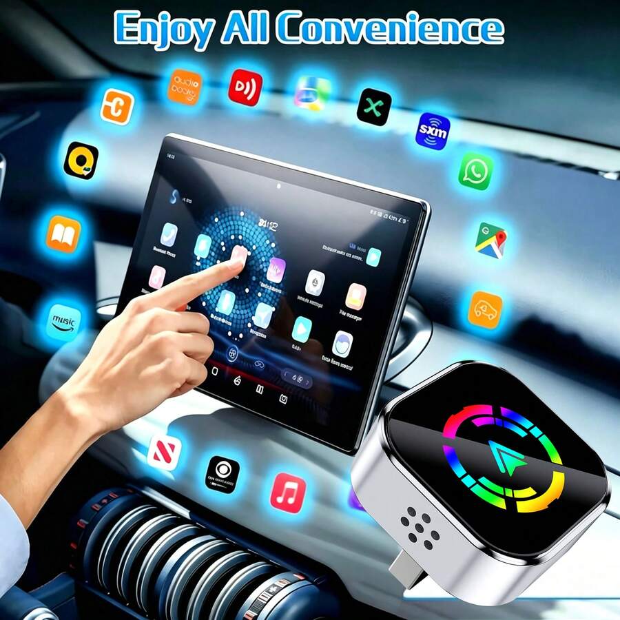 Caja de conexión transmisora inalámbrica CarPlay para coche inteligente - Sin necesidad de modificación, de cableado a inalámbrico en segundos, duplicación de pantalla fluida, GPS de conducción conveniente