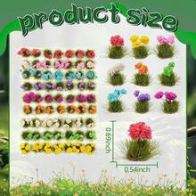 15 Peças Mini Tufos de Grama Estática com Aglomerados de Flores Coloridas, Kit de Modelo de Cenário Floral em Miniatura, Acessórios de Paisagem DIY para Modelos Militares de Wargaming, Layouts de Ferrovias de Trem, Jardins de Fadas de Casa de Bonecas, Decoração de Artesanato de Micro Paisagem - Multicolorido - Visão 5