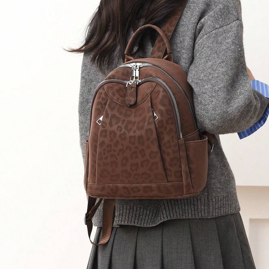 LECEY Women's Simple Backpack - Coffee - View 1